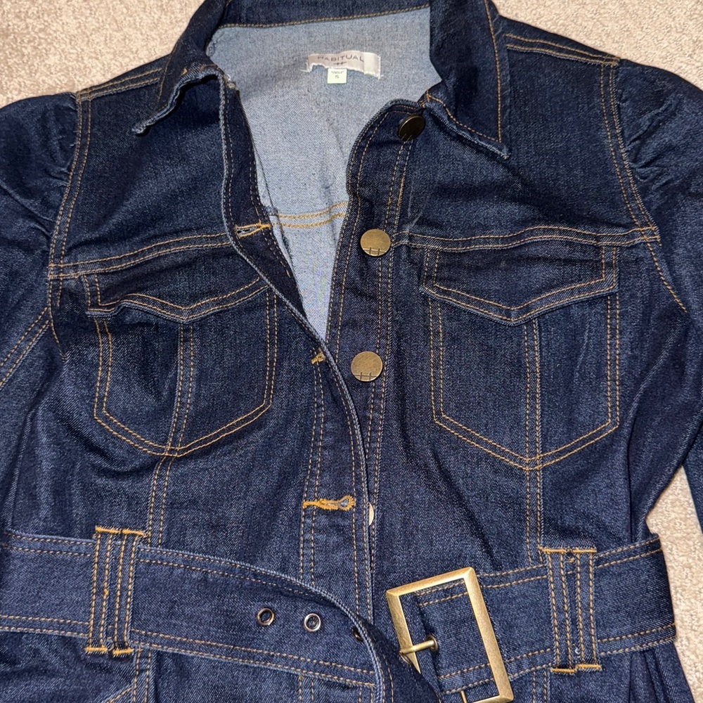 Habitual Dark Blue Long Sleeve Dress - Picture 11 of 13